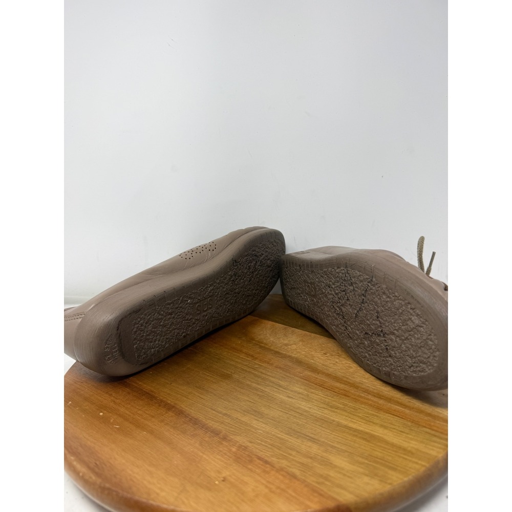 SAS Siesta Women‎ 11 S Taupe Leather Lace Up Moc Toe Comfort Loafers Made in USA - Picture 7 of 8